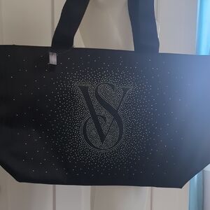 Victoria's Secret Black Textured Tote Bag